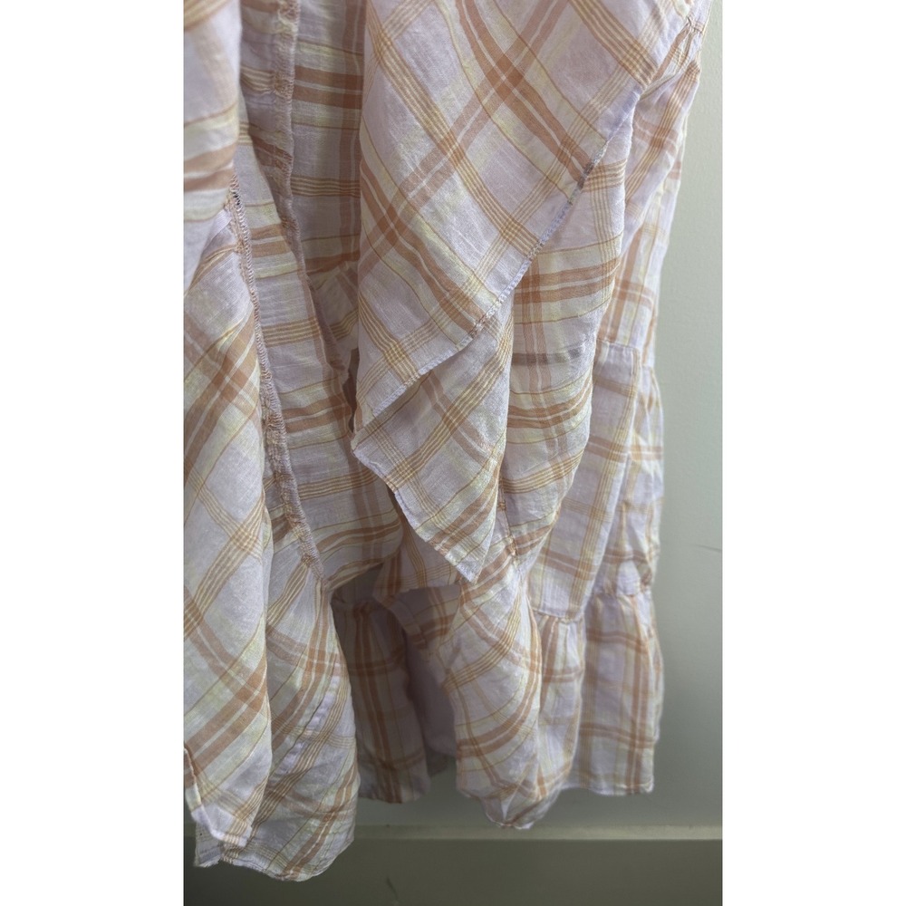*Flaw Ulla Johnson Noelle Wrap Dress Plaid Midi Fit Flare Criss Cross Tie Size 4 - Picture 6 of 16